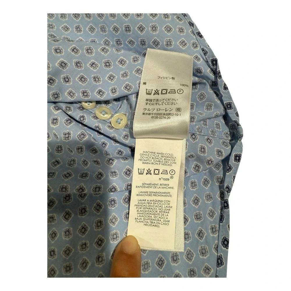 Polo Ralph Lauren Men's‎ 2XL Blue Geometric Print Button Down Shirt